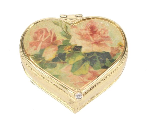 Pillendoosje hartje Roze rozen