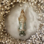 Kerstbal Kerstman blauw zilverkleurig