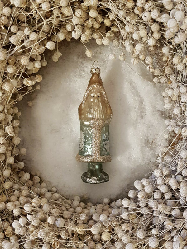 Kerstbal Kerstman blauw zilverkleurig