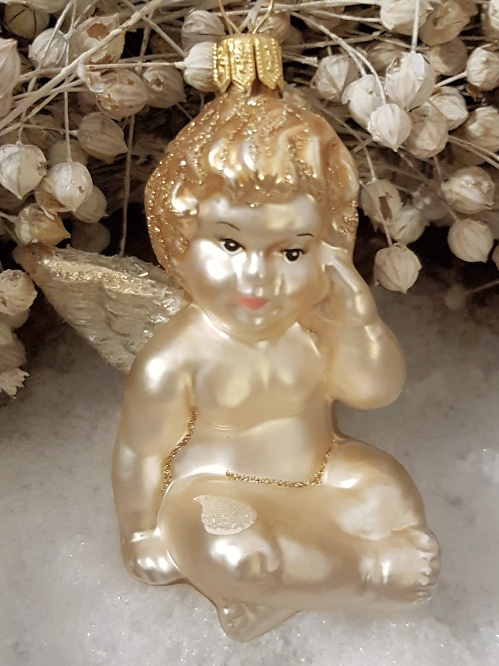 Kerstbal engel zittend