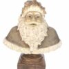 Kerstman buste met hulst op voet bruin