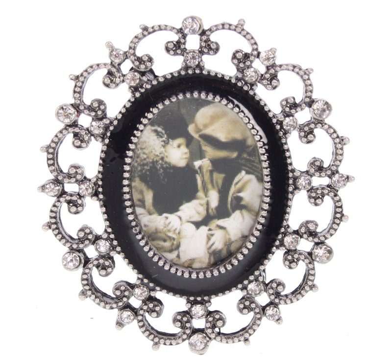 Fotolijstje ovaal mini met zwarte rand 3x4cm