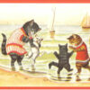 Ansichtkaart Katten watervrees