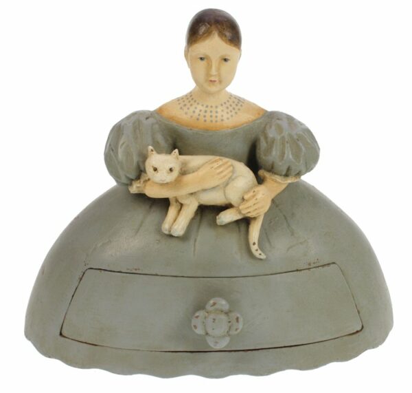 Meisje met kat ladekastje grijs