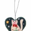 Kerstornament kat in hartje vilt