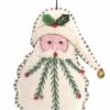 Kerst ornament kerstmanhoofd wit vilt
