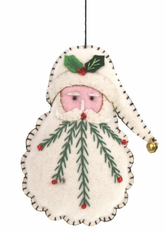 Kerst ornament kerstmanhoofd wit vilt Kerst ornament kerstmanhoofd wit vilt
