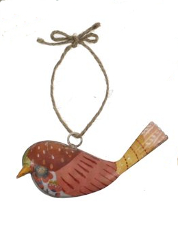 Vogeltje metaal peach geel
