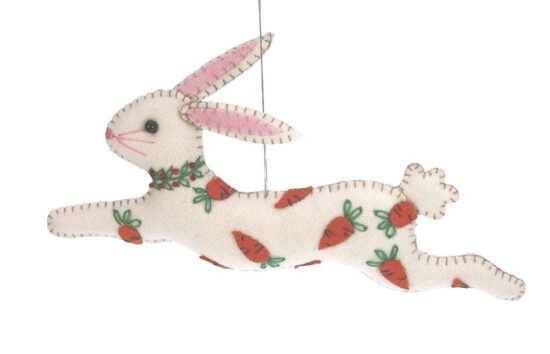 Haas ornament wit met worteltjes