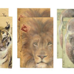 Wenskaarten met envelop Wilde dieren set 6 stuks