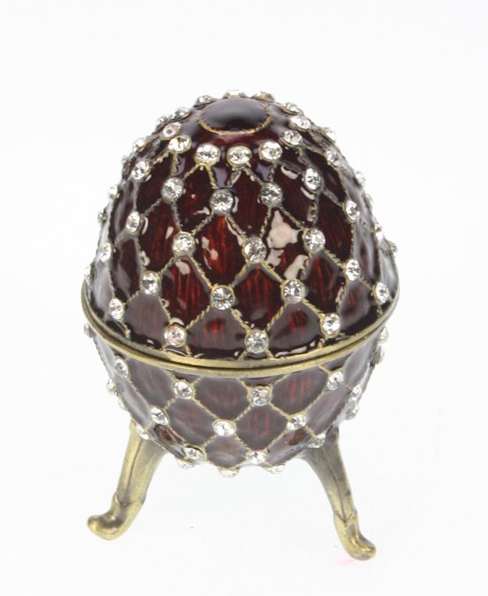 Ei doosje naar ontwerp van Fabergé rood met strass