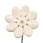 Keramieken bloem Madeliefje wit klein op prikker B004