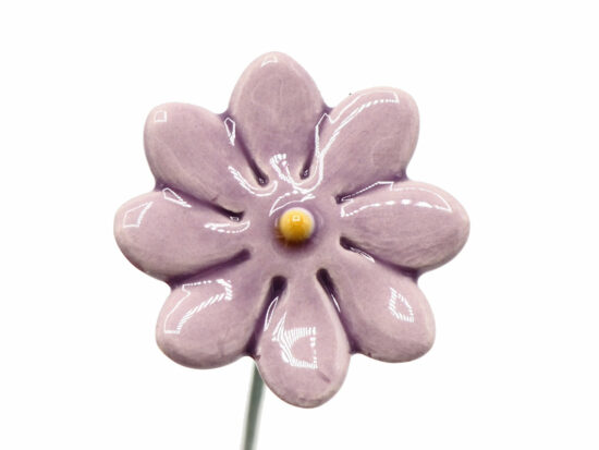Keramieken bloem Madeliefje Lila klein op prikker