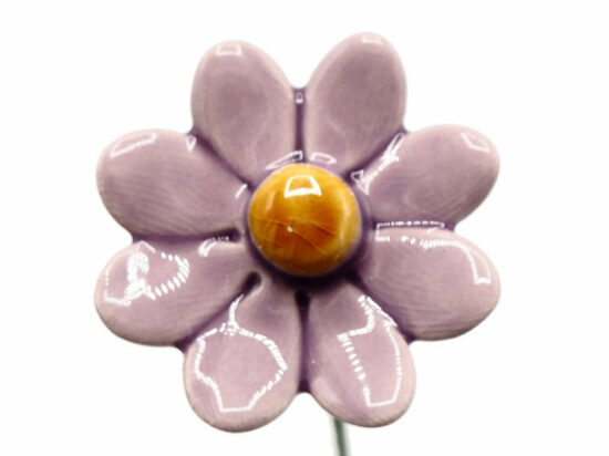 Keramieken bloem Madeliefje lila op prikker