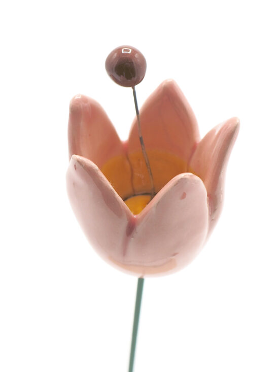 Keramische Tulp roze op prikker