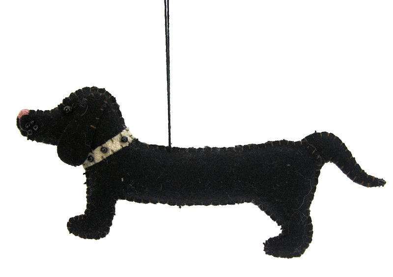 Teckel ornament zwart vilt