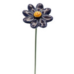 Keramieken bloem Madeliefje donker blauw op prikker