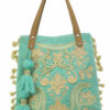 Tas Ibiza medium Turquoise crème embroiderie