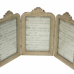 37T700 Fotolijst drieluik antiek wit