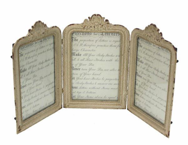 37T700 Fotolijst drieluik antiek wit