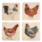 37T692 (2) Onderzetters Haan en kip set 4