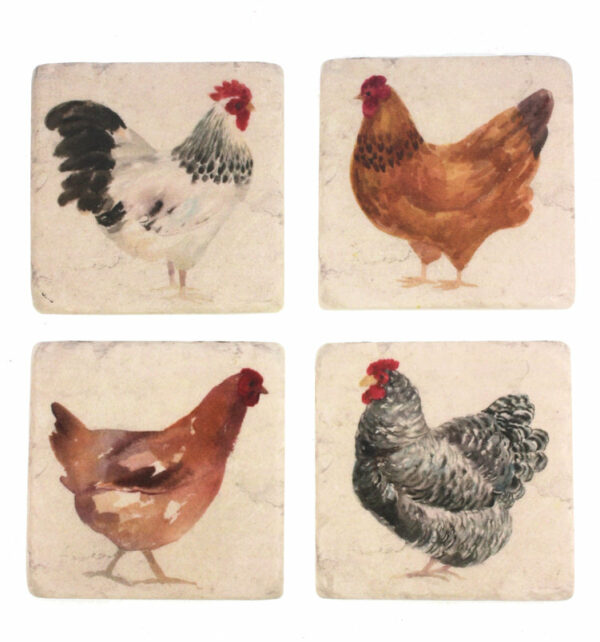 37T692 (2) Onderzetters Haan en kip set 4