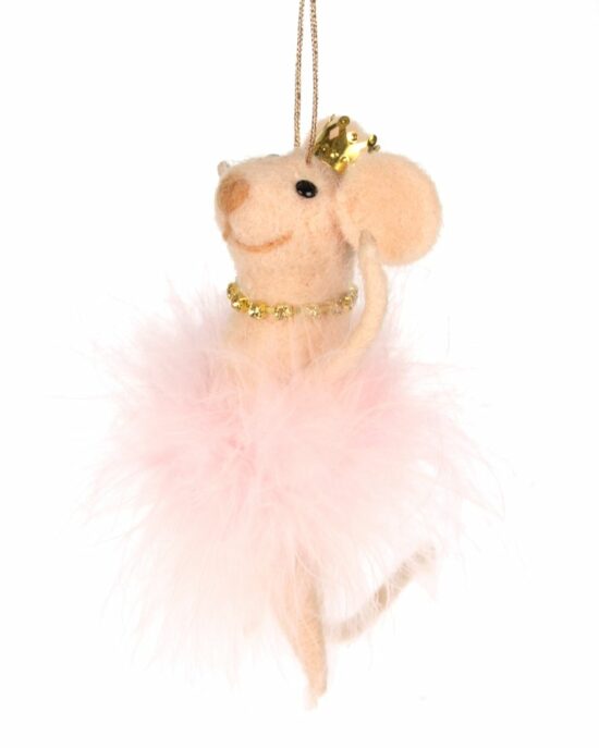 Ballerina muis roze vilt met kroon