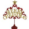 Ornament "Merry Christmas" rood goudkleur tafelmodel klein