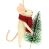 muis van vilt met kerstboom