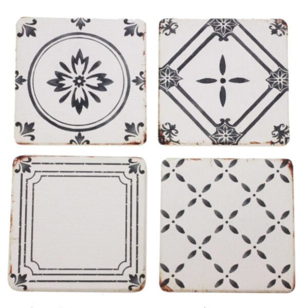 Onderzetters motief zwart/wit, set v. 4