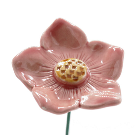 Keramieken Petunia roze op prikker