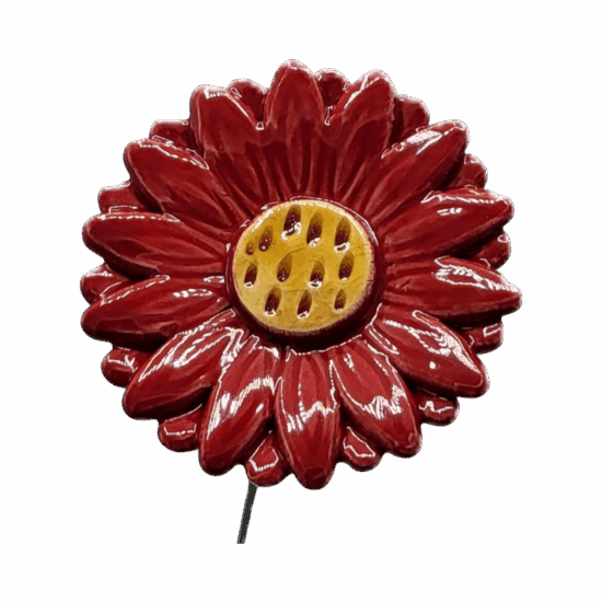Keramieken Gerbera rood op prikker