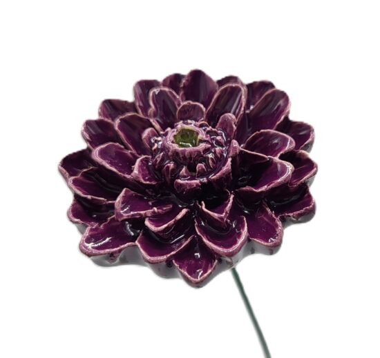Keramieken Dahlia paars op prikker