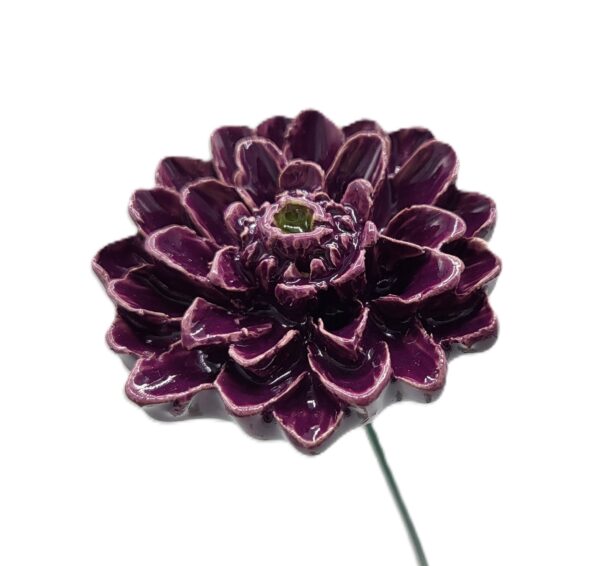 Keramieken Dahlia paars op prikker