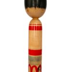 Japanse Kokeshi pop, traditioneel, Yajirou-kei stijl, hout, achterkant