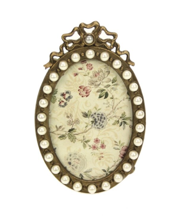 Fotolijstje ovaal goudkleurig strikje