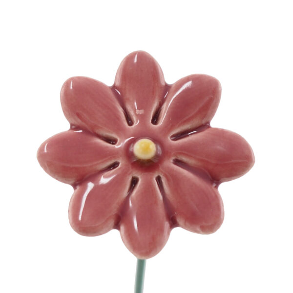 Keramieken bloem Madeliefje mauve klein op prikker