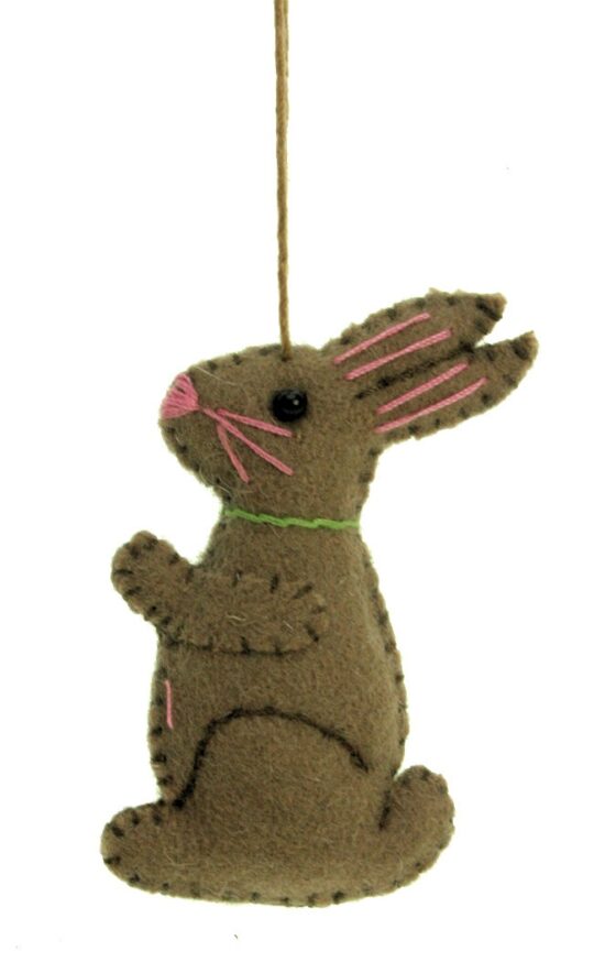 Haasje mini bruin vilt ornament