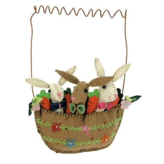 Haasjes in mandje ornament vilt