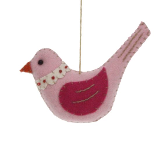 Vogeltje pink ornament vilt
