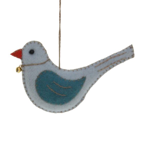 Vogeltje blauw ornament vilt