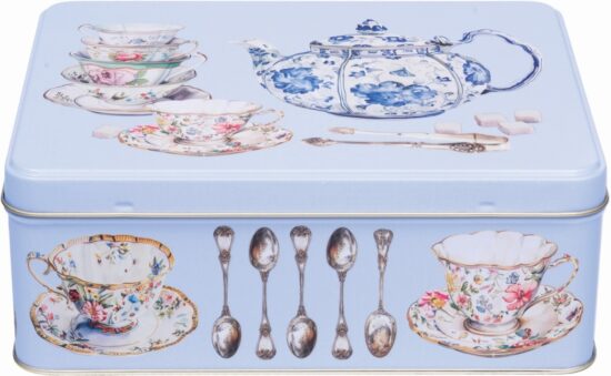 Blik vintage theekopjes en theepot