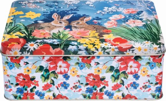 Blik Haasjes met bloemen