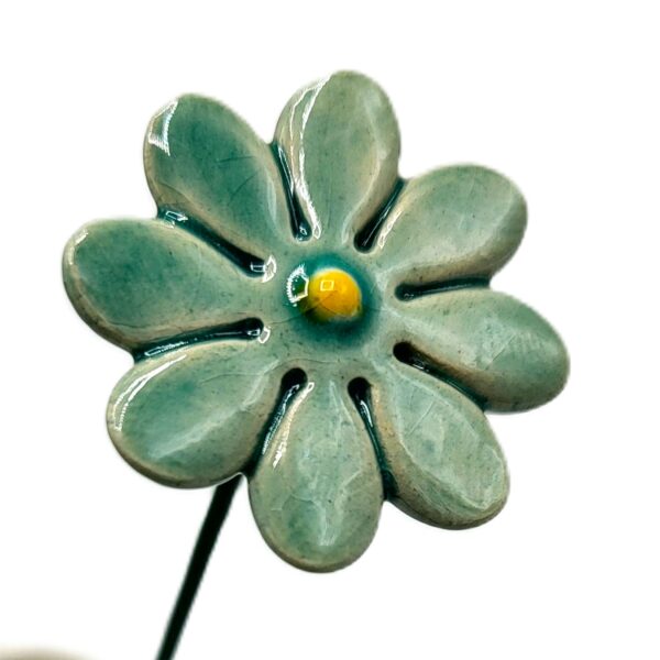 Keramieken bloem Madeliefje mint mini op prikker