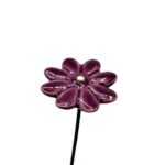 Keramieken bloem Madeliefje paars mini op prikker