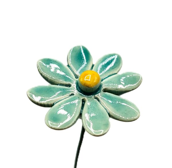 Keramieken bloem Madeliefje klein mint op prikker