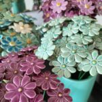 Keramieken bloem Madeliefje mint mini op prikker