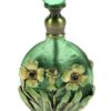 Parfumflesje groen met bloemen geëmailleerd