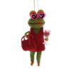 Kikker "loves wine" ornament van vilt