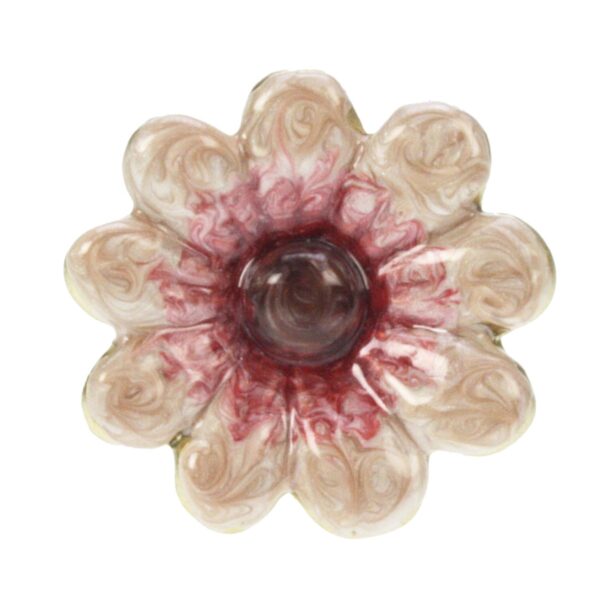 37T1032.1 meubelknop Bloem roze/goudkleurig geemaillieerd